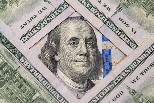 Makro snímek nové 100 dolarové bankovky - Fotografie, Obrázek