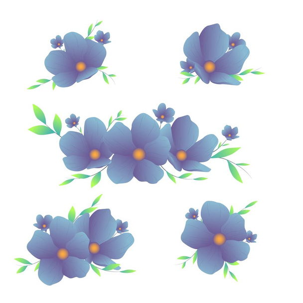 Bahar çiçekleri. Farklı tasarım besteleri kümesi trendy çiçekler - Vektör, Görsel