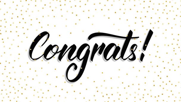 Congrats. Modern handlettering Congrats with polka dot confetti. Greeting card template - Vector, Image