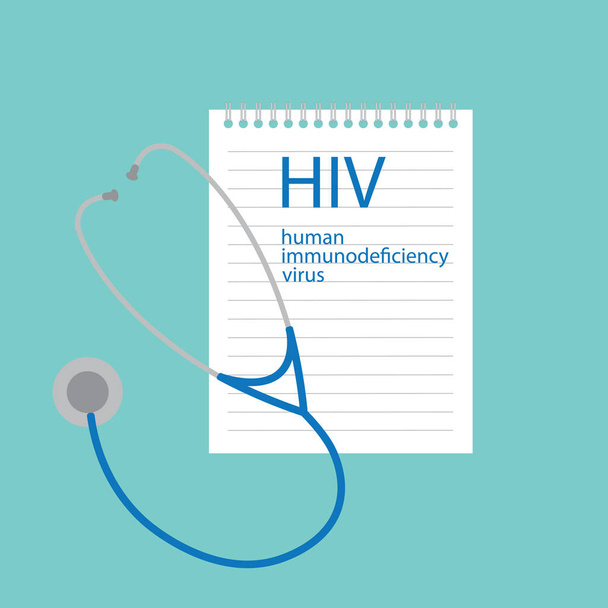 Choroby ludzkim wirusem niedoboru odporności HIV, napisane w notebooku wektor ilustracja - Wektor, obraz