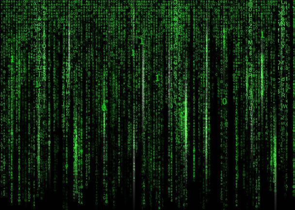 Green binary code background.  - Photo, Image
