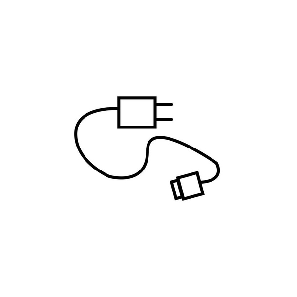充電器アイコン ライン アウトライン スタイル ホワイト バック グラウンド、th に分離 - ベクター画像