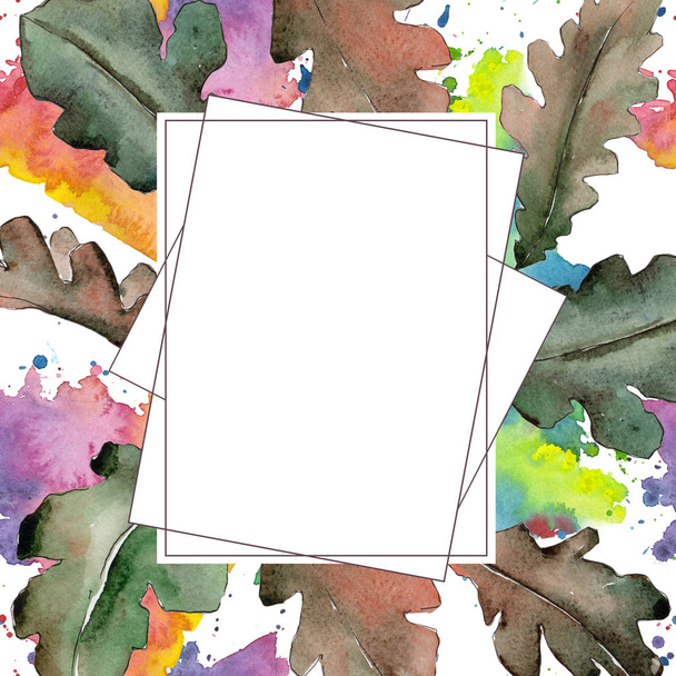 Oak leaves frame in a watercolor style. - Fotó, kép