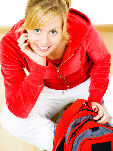 Smiling teenager with backpack - Φωτογραφία, εικόνα