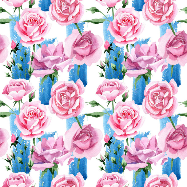 Wildblume rosa Tee rosa Blumenmuster im Aquarell-Stil. - Foto, Bild