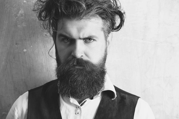 Man with long beard, moustache and messy hair - Fotografie, Obrázek