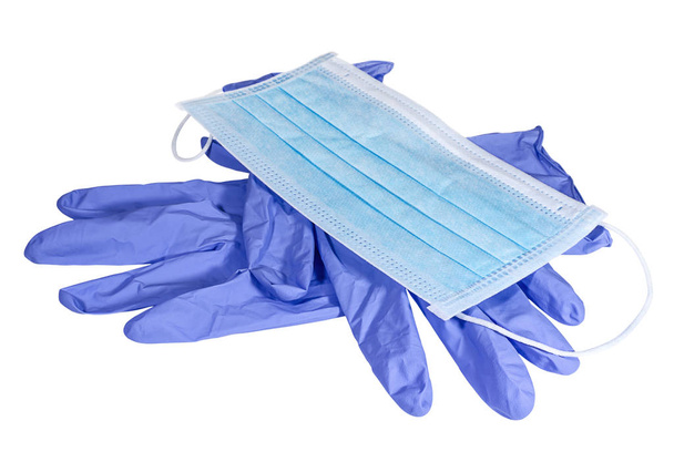 Masque médical sur les gants en latex
 - Photo, image
