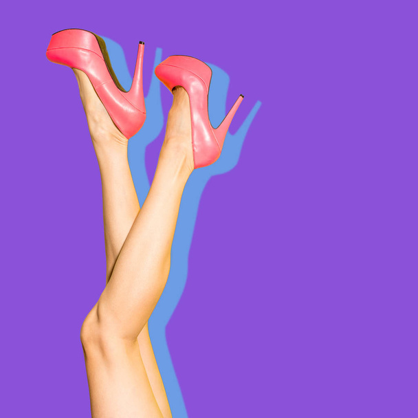 Sexy legs over purple background, pop art style - Fotografie, Obrázek