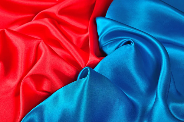 Natural blue and red satin fabric texture - Foto, Imagem