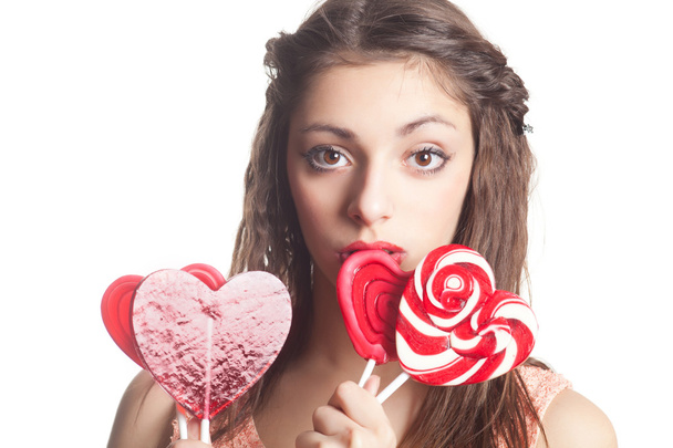 Girl with lollipop portrait - Photo, Image