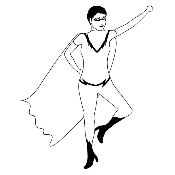 Superwoman Zeichentrickfigur Skizze - Vektor, Bild