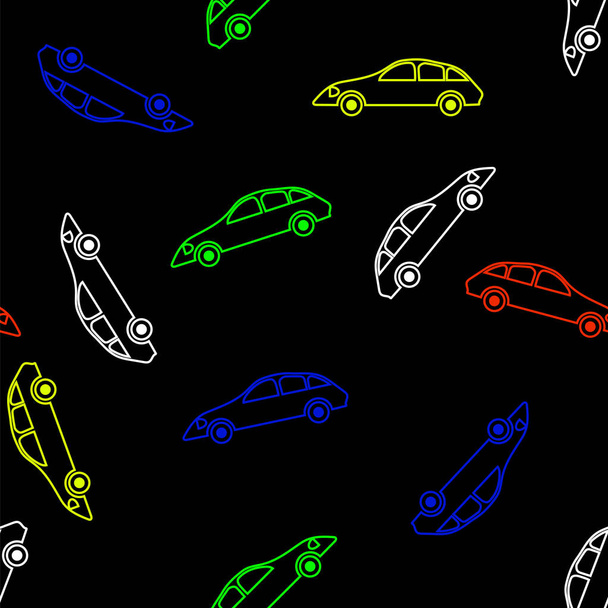 Colored Modern Car Seamless Pattern - Vector, Image