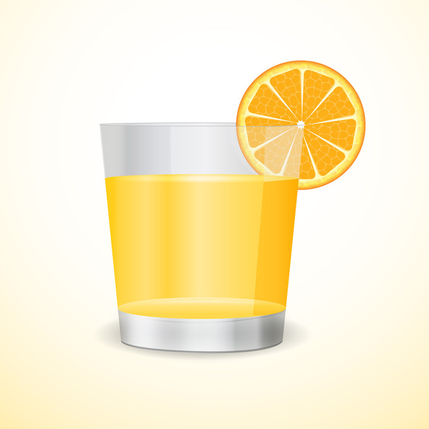 Glass with orange juice and an orange segment. Vector illustration - Vector, Image