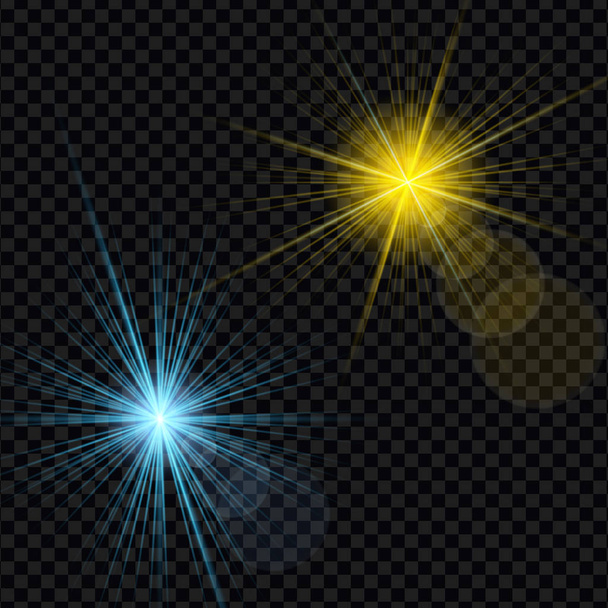 Набір світлових ефектів синьо-жовтий ізольований вектор на прозорому фоні
 - Вектор, зображення