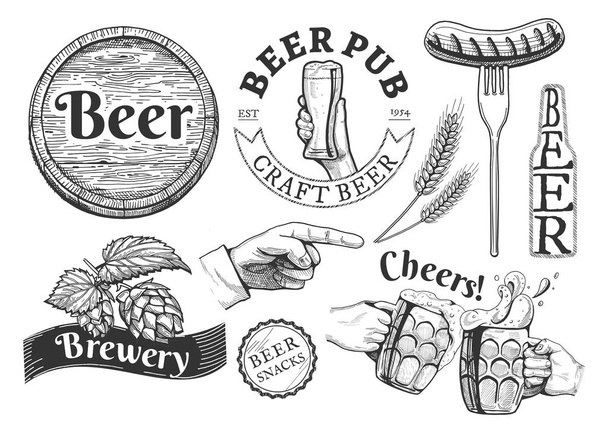 conjunto de emblemas de cerveza
 - Vector, imagen
