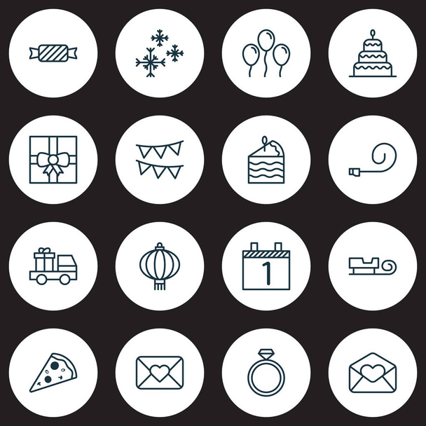 New icons set with pastry slice, candy, party blower air ball elements. Isolated  illustration new icons. - Photo, Image