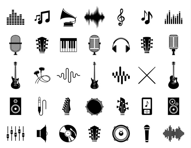Conjunto de ícones de música vetorial isolados no branco
 - Vetor, Imagem