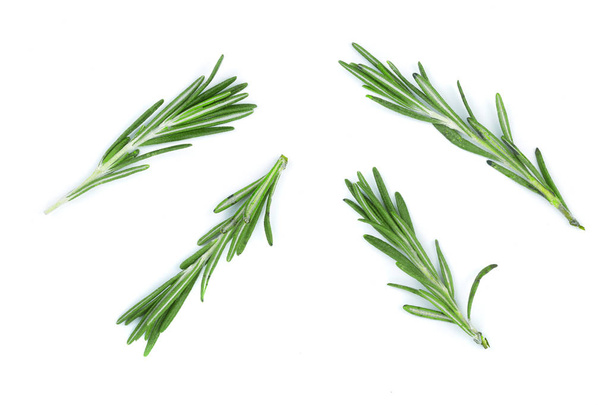 Fresh green rosemary isolated on a white background. Top view. Flat lay - Photo, Image