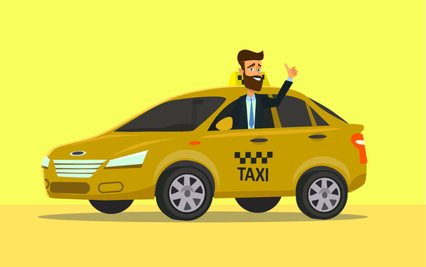 フラット スタイルの人々 セット - 職業 - タクシー ドライバーのベクトル図. - ベクター画像