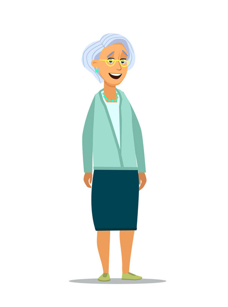 歩行器での祖母。フラット スタイルのベクトル図 - ベクター画像
