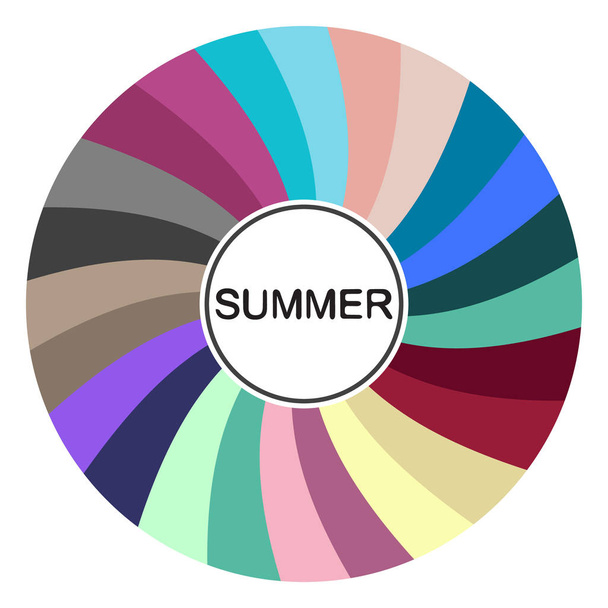 株式ベクトル色ガイド。夏型の季節の色解析パレット。女性の外観の種類 - ベクター画像