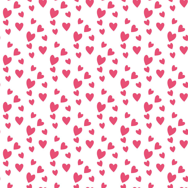Simple red heart sharp vector seamless pattern background pink color card beautiful celebrate bright red heart emoticon holiday art decoration. - Вектор,изображение