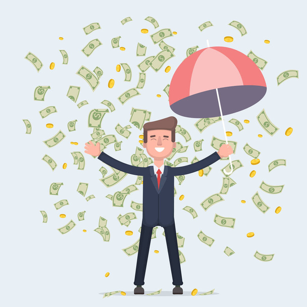 Бізнесмен танцює під грошовим дощем
 - Вектор, зображення