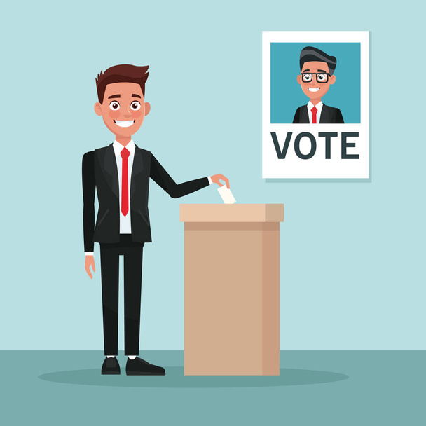 fundo cena homem em terno voto para masculino candidato
 - Vetor, Imagem