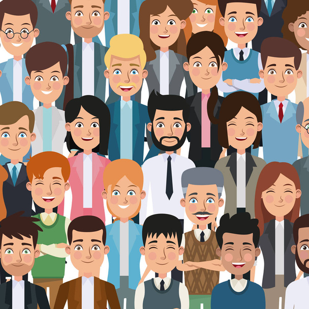 colorful poster closeup half body executive people for characters business - Vector, Image