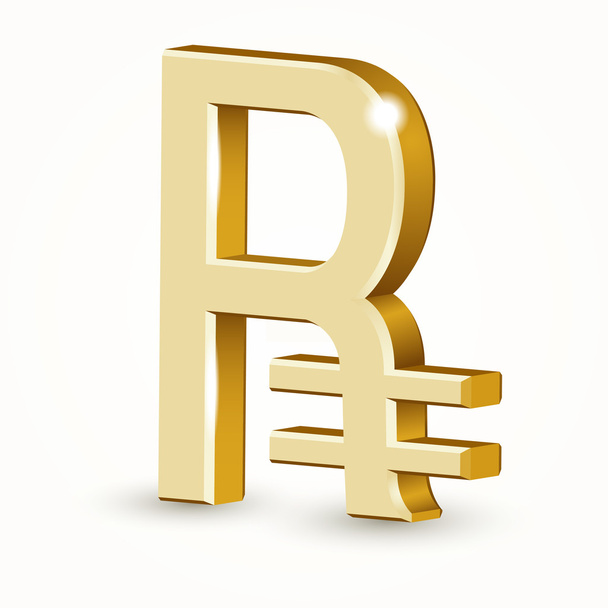 Signo de rublo ruso dorado vectorial aislado sobre fondo blanco
. - Vector, Imagen