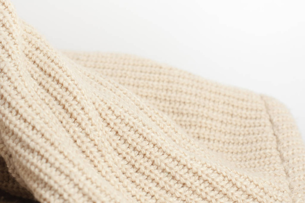 Knit brown yarn ruffle wrinkle texture - Photo, Image