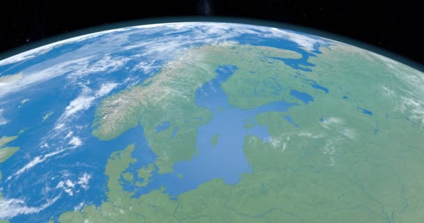 Baltische Zee, in het Scandinavisch schiereiland, in aarde, luchtfoto vanuit de ruimte - Video