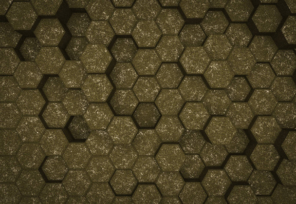 Wzór zielony sześciokąt kamień - pojęcie o strukturze plastra miodu - Zdjęcie, obraz