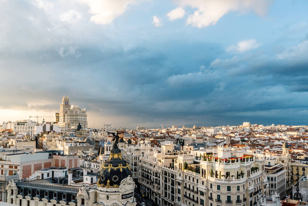 Skyline of Madrid from Circulo de Bellas Artes rooftop - Foto, Imagem