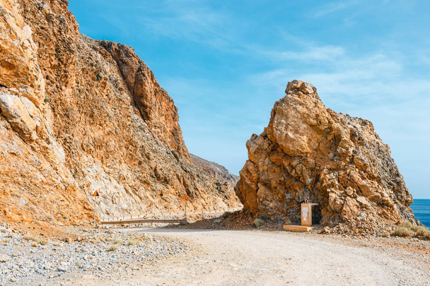 A gravel road to Fantastic Balos Lagoon on Crete, Greece. - Valokuva, kuva