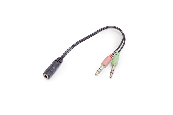 Cable for headset connection on a white background - Photo, Image