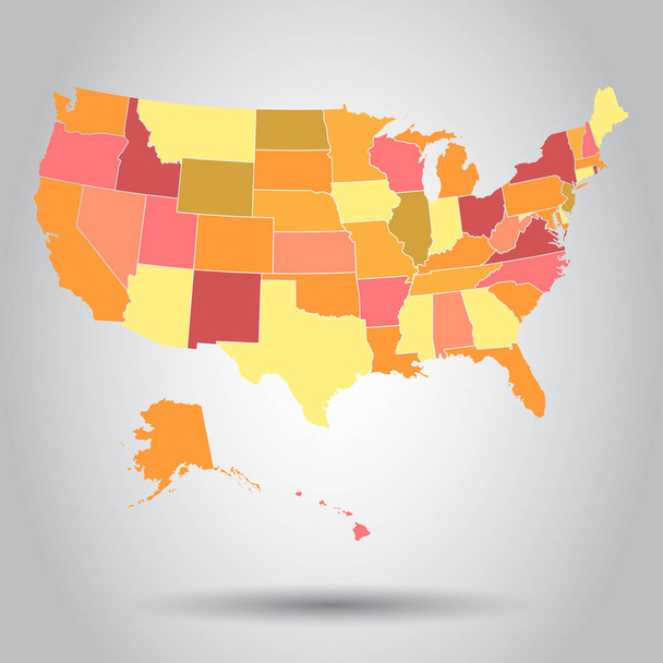 ΗΠΑ εικονίδιο χάρτη. Χαρτογραφία της επιχειρηματικής ιδέας Ηνωμένες Πολιτείες του Amer - Διάνυσμα, εικόνα