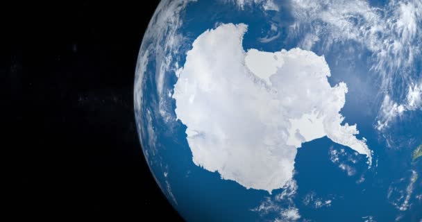 Antártica, Pólo Sul, no planeta Terra em rotação, vista do espaço exterior
 - Filmagem, Vídeo
