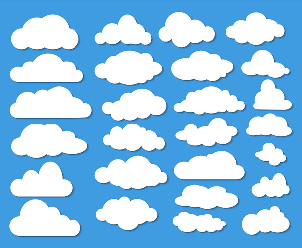 Set of Many White Clouds with Shadow on Blue Sky. Stock Vector I - Vector, Image