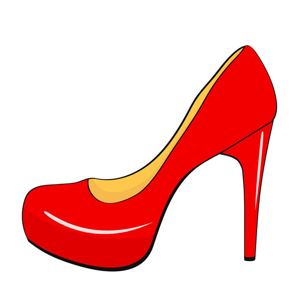 Red stylish high heel woman shoe in cartoon style. Stock vector  - Vektor, obrázek