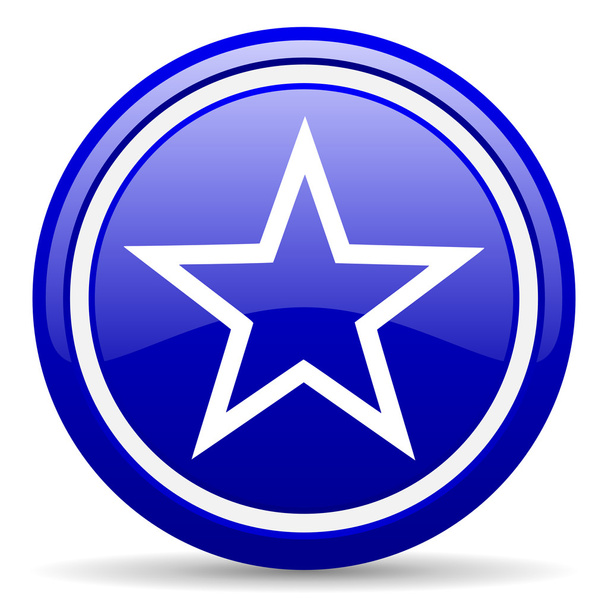 star blue glossy icon on white background - Foto, afbeelding