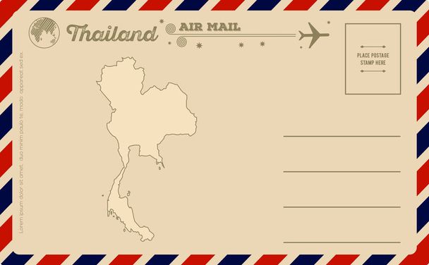 Vintage pocztówka z Mapa Tajlandii - Wektor, obraz
