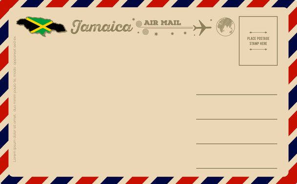 Vintage pocztówka z mapą Jamajki - Wektor, obraz