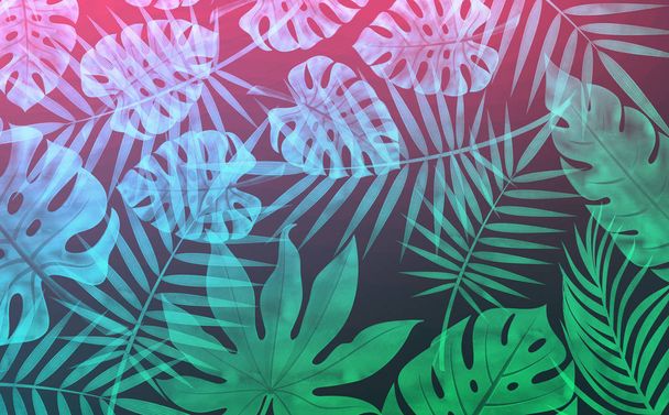 Background with tropical leaves, texture - Φωτογραφία, εικόνα