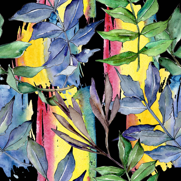 Ash leaves pattern in a watercolor style. - Φωτογραφία, εικόνα
