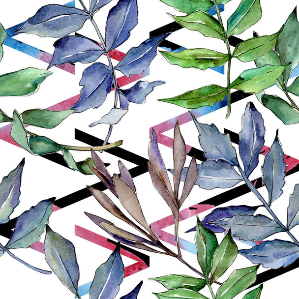 Ash leaves pattern in a watercolor style. - Foto, Imagen
