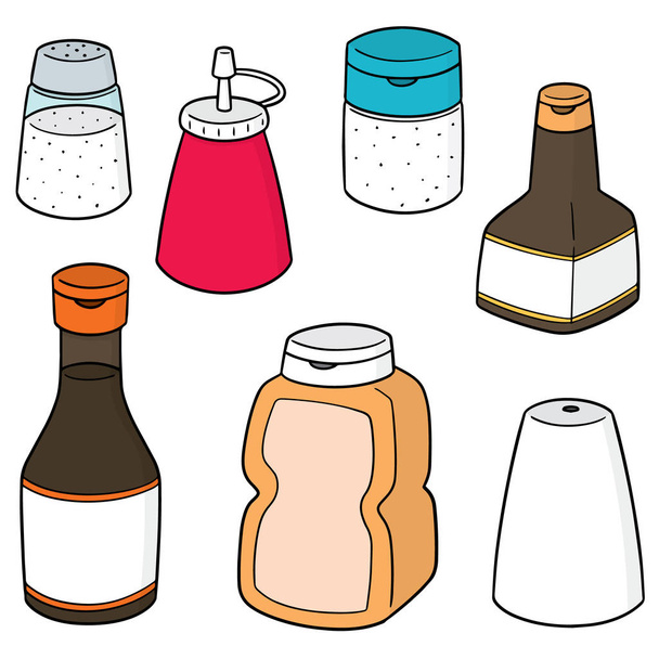 vector conjunto de botellas de condimento
 - Vector, Imagen