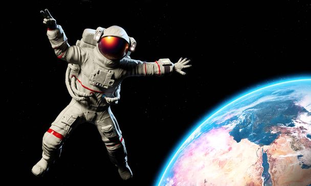 Astronauta en un espacio exterior, representación 3d
 - Foto, imagen
