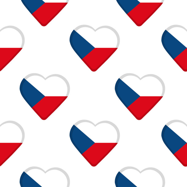 Seamless pattern from the hearts with flag of Czech Republic.  - Vector, afbeelding