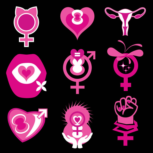 Una serie astratta di icone femministe per la Giornata internazionale della donna
 - Foto, immagini